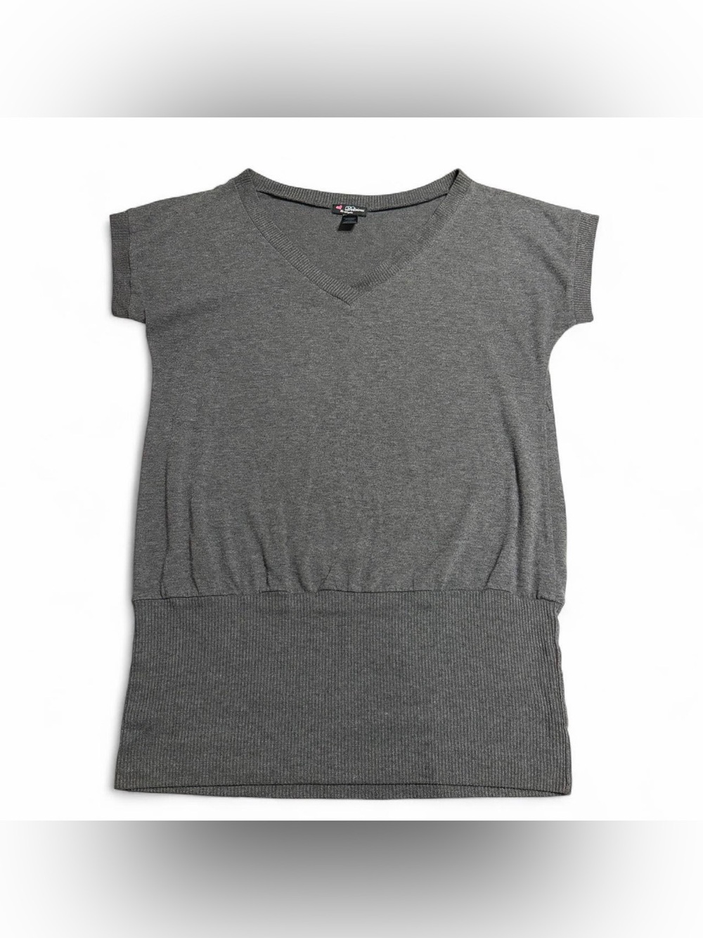Delirious Y2K Grunge Gray Knit Banded Tunic Mini Dress - 3XL